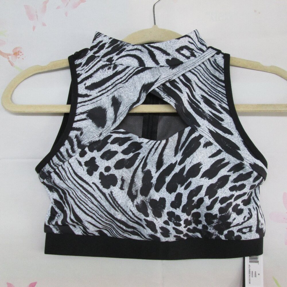 New Dance Sports Bra Crop Top Size PA SA MA LA Black Zebra Padded DanzNMotion